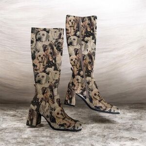 $385! Sold Out! Jeffrey Campbell Rumble Heels Boots Dog Tapestry SZ 10 NWOB